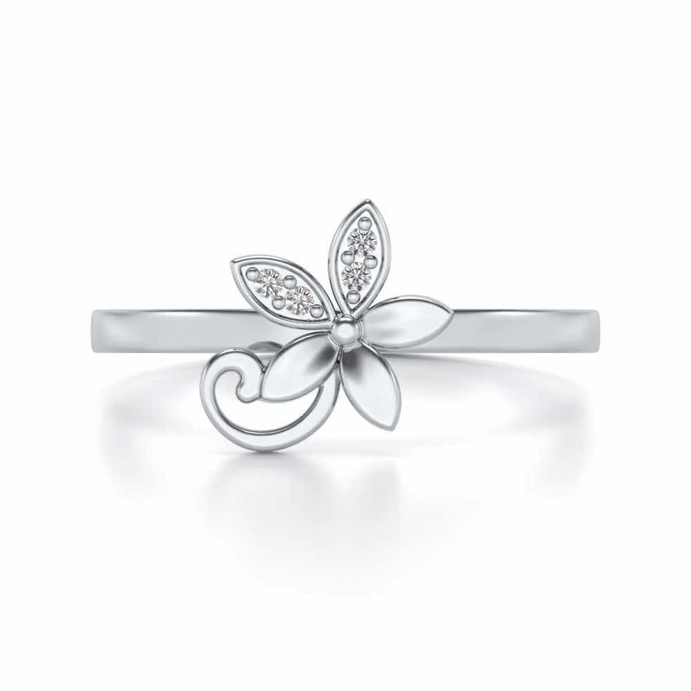 Jasmine Glow Silver Ring - White Gold - Image 4
