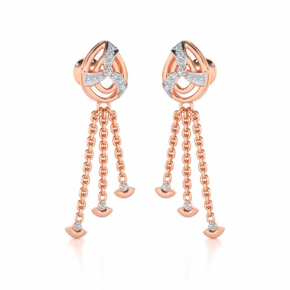 Jazz Silver Dangler Earrings - Rose Gold - Image 2