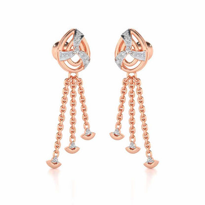 Jazz Silver Dangler Earrings - Rose Gold - Image 2