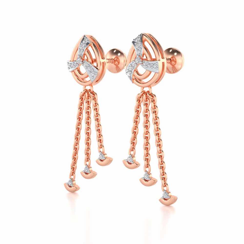 Jazz Silver Dangler Earrings - Rose Gold - Image 3