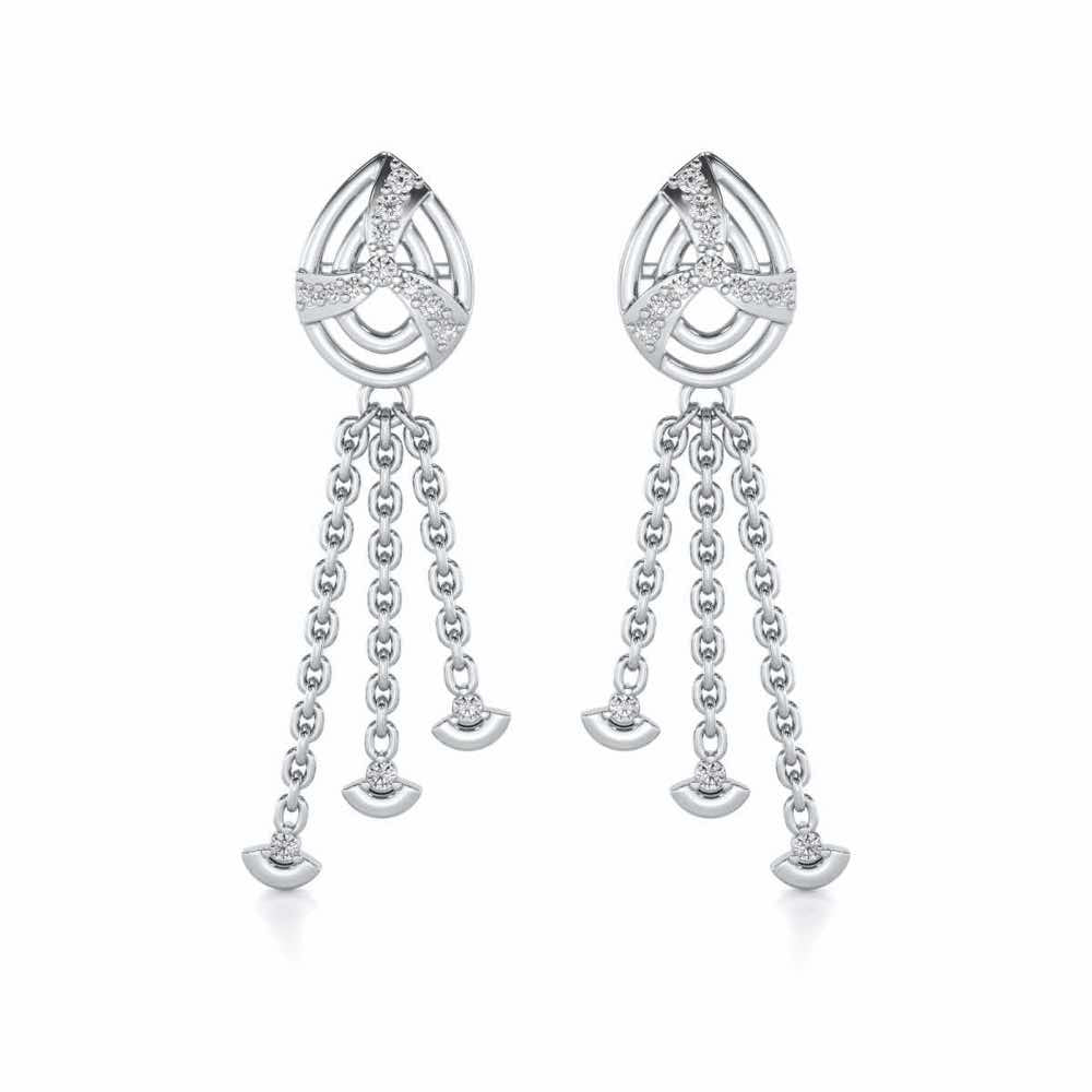 Jazz Silver Dangler Earrings - White Gold - Image 1