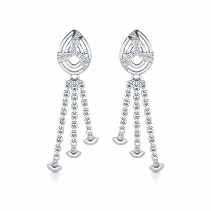 Jazz Silver Dangler Earrings - White Gold - Image 1