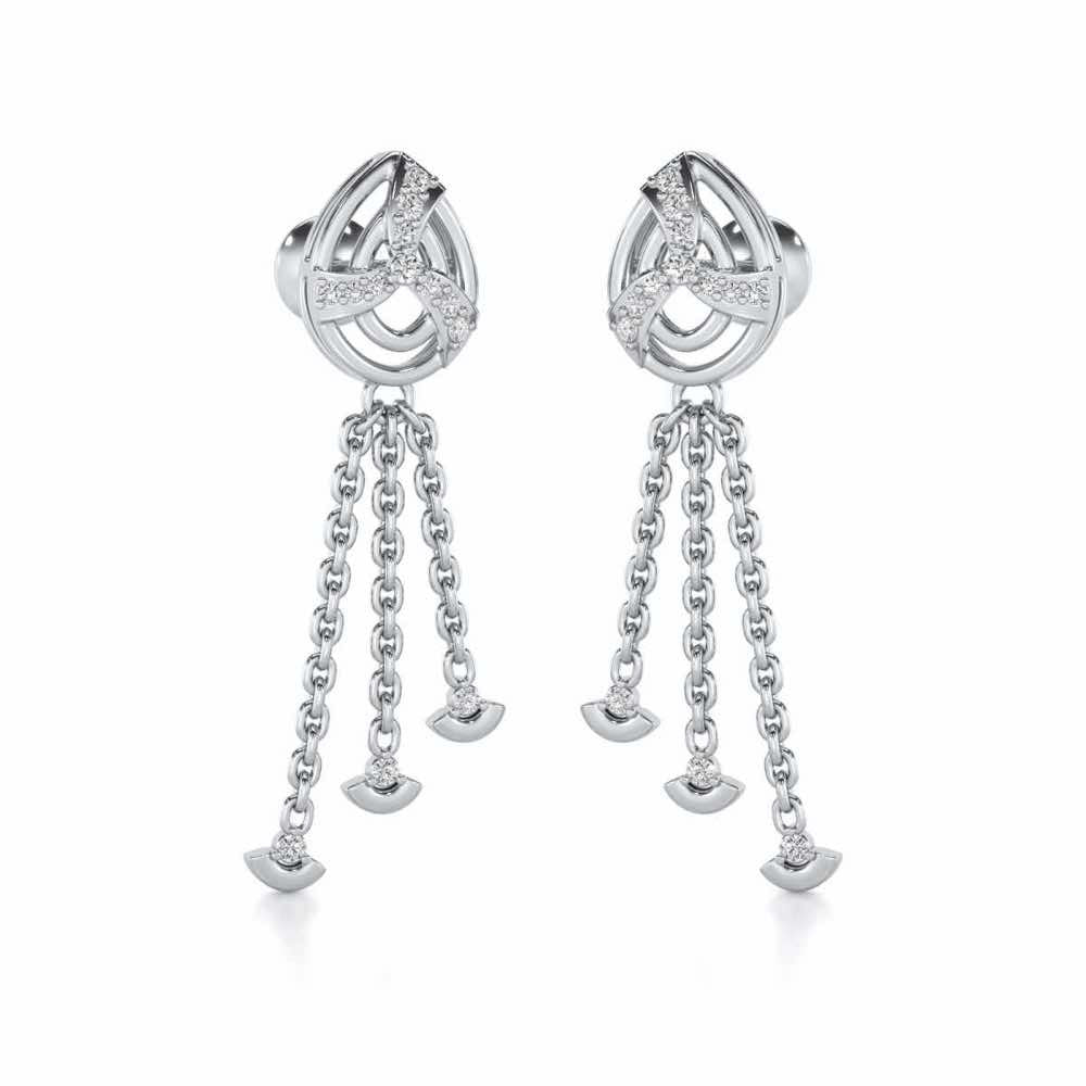 Jazz Silver Dangler Earrings - White Gold - Image 2