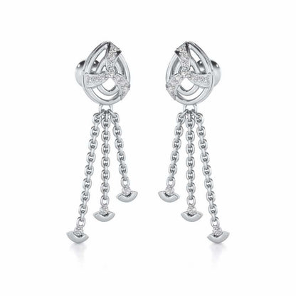 Jazz Silver Dangler Earrings - White Gold - Image 2