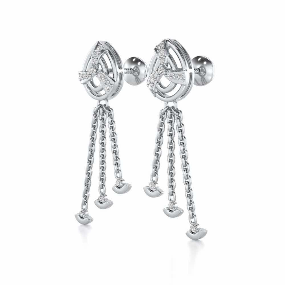 Jazz Silver Dangler Earrings - White Gold - Image 3