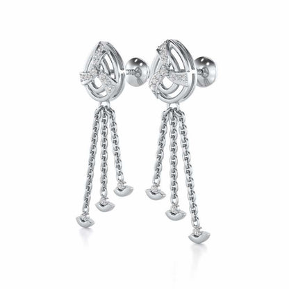 Jazz Silver Dangler Earrings - White Gold - Image 3