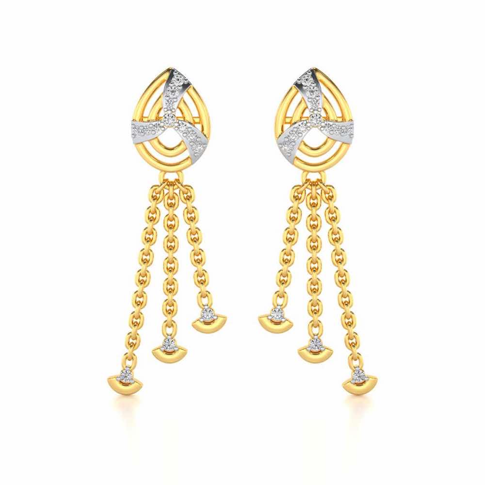 Jazz Silver Dangler Earrings - Yellow Gold - Image 1