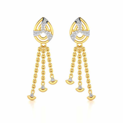 Jazz Silver Dangler Earrings - Yellow Gold - Image 1