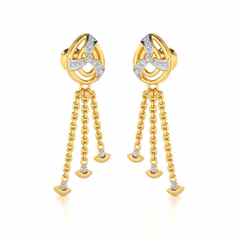 Jazz Silver Dangler Earrings - Yellow Gold - Image 2