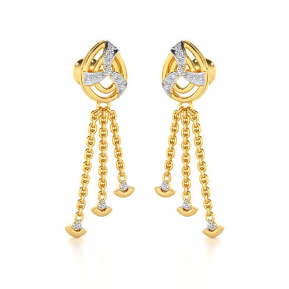 Jazz Silver Dangler Earrings - Yellow Gold - Image 2