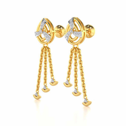 Jazz Silver Dangler Earrings - Yellow Gold - Image 3