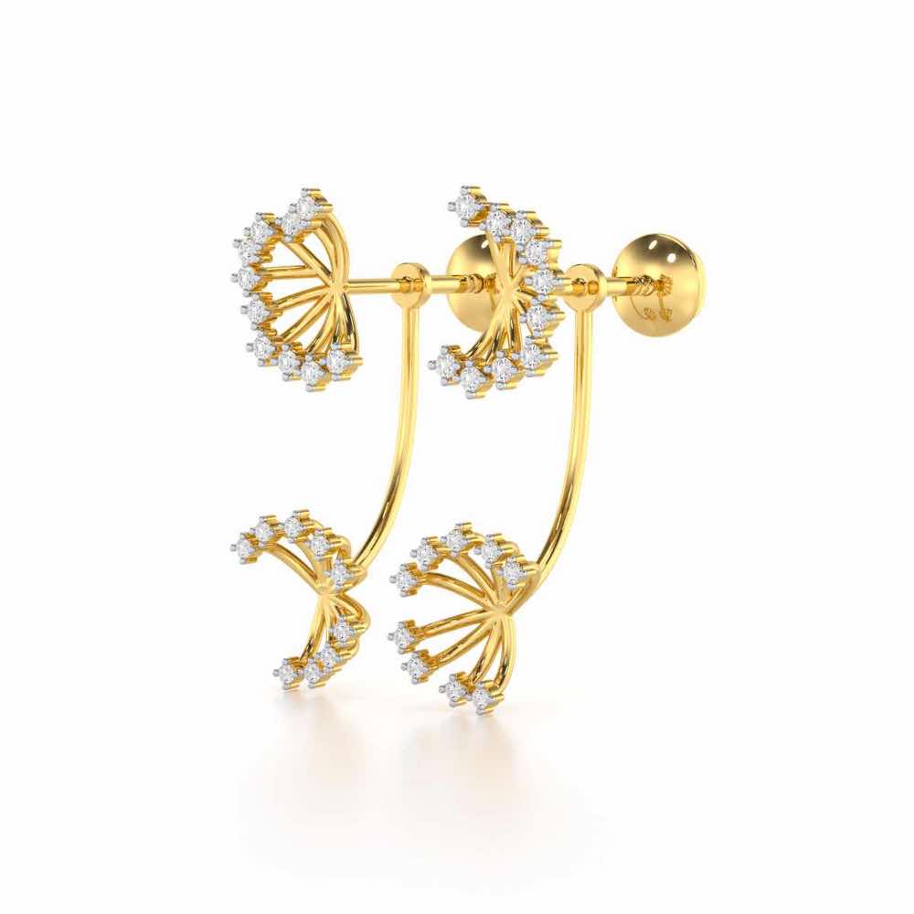 Jewel Jamboree Silver Drop Earrings - Yellow Gold - Image 3