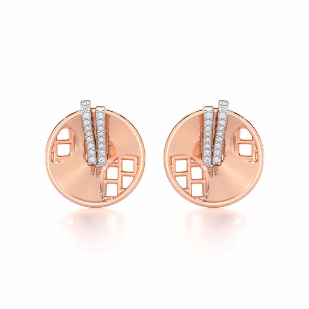 Joyous Round Silver Earrings - Rose Gold - Image 1