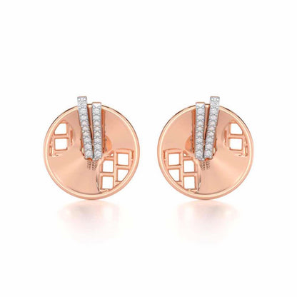 Joyous Round Silver Earrings - Rose Gold - Image 1