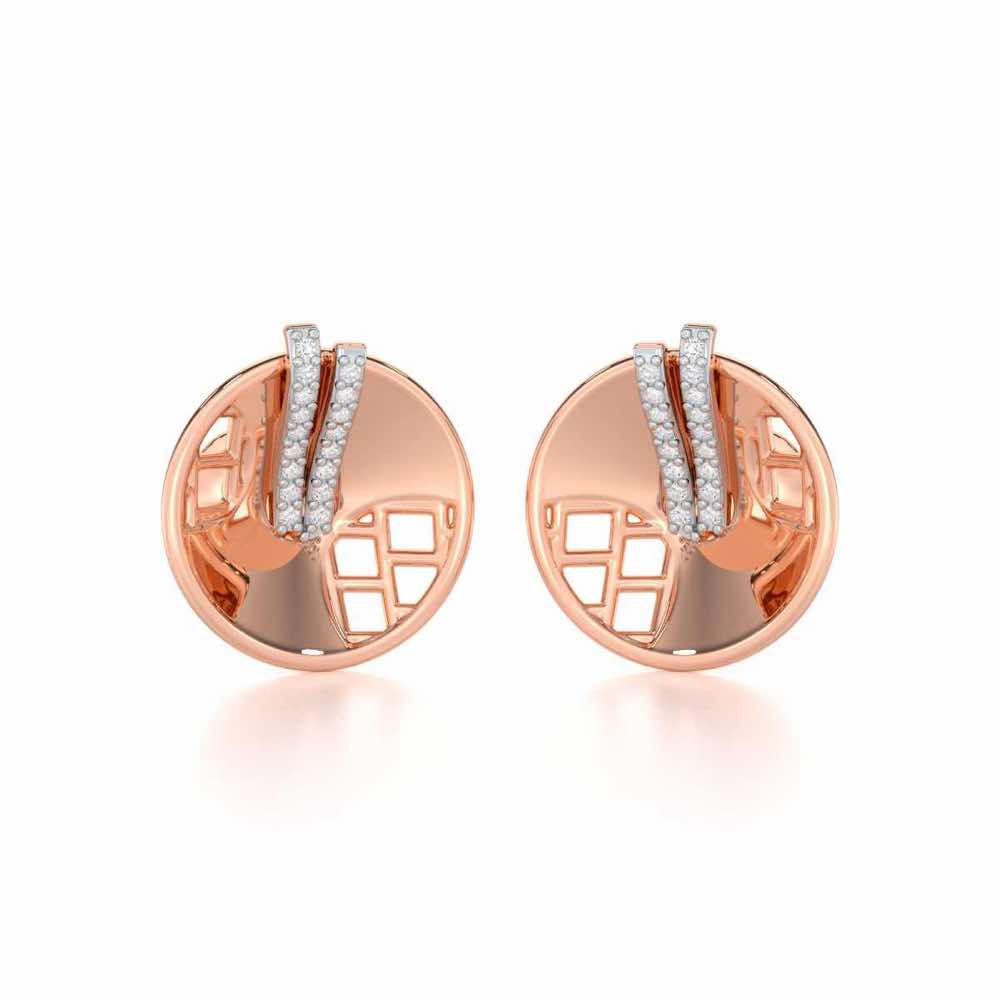 Joyous Round Silver Earrings - Rose Gold - Image 2