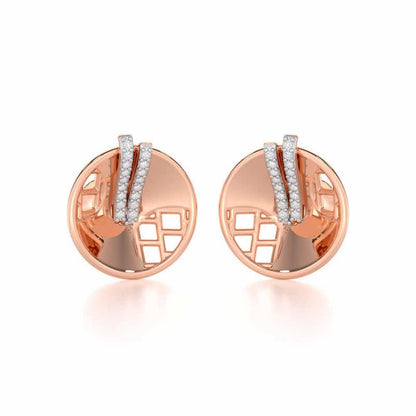Joyous Round Silver Earrings - Rose Gold - Image 2
