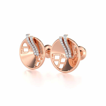 Joyous Round Silver Earrings - Rose Gold - Image 3