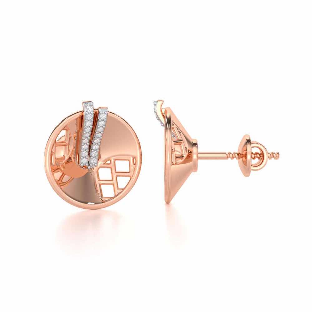 Joyous Round Silver Earrings - Rose Gold - Image 4