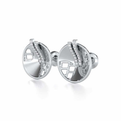 Joyous Round Silver Earrings - White Gold - Image 3