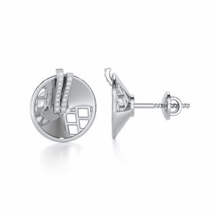 Joyous Round Silver Earrings - White Gold - Image 4
