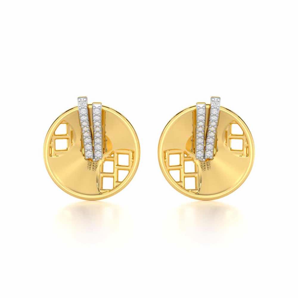 Joyous Round Silver Earrings - Yellow Gold - Image 1