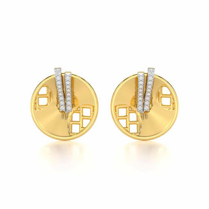 Joyous Round Silver Earrings - Yellow Gold - Image 1