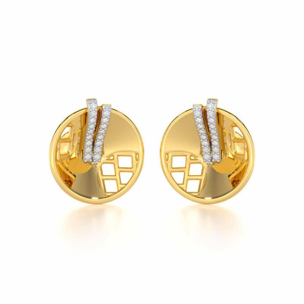 Joyous Round Silver Earrings - Yellow Gold - Image 2