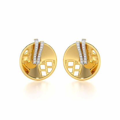 Joyous Round Silver Earrings - Yellow Gold - Image 2