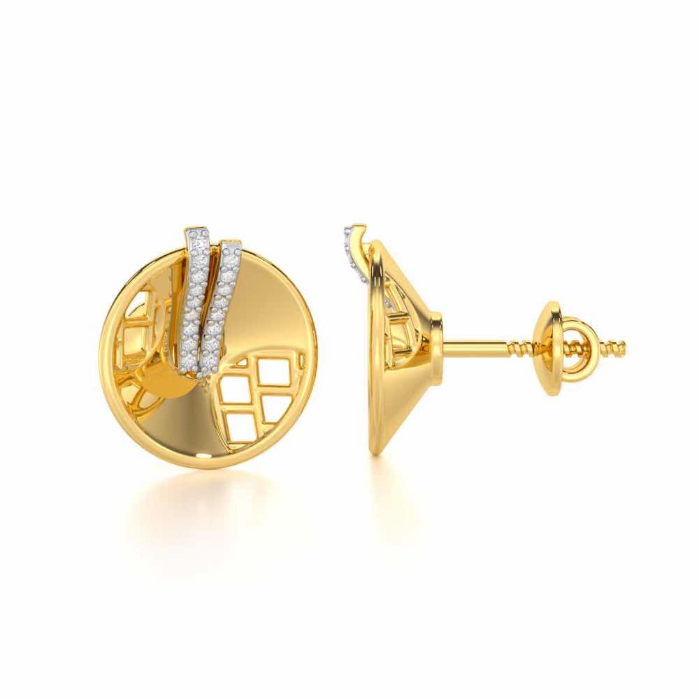 Joyous Round Silver Earrings - Yellow Gold - Image 4