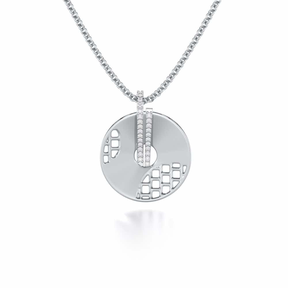 Joyous Round Silver Pendant - White Gold - Image 1