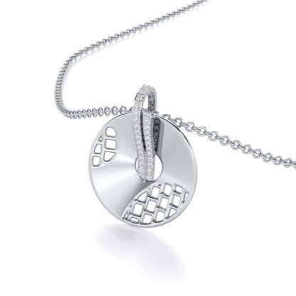 Joyous Round Silver Pendant - White Gold - Image 2