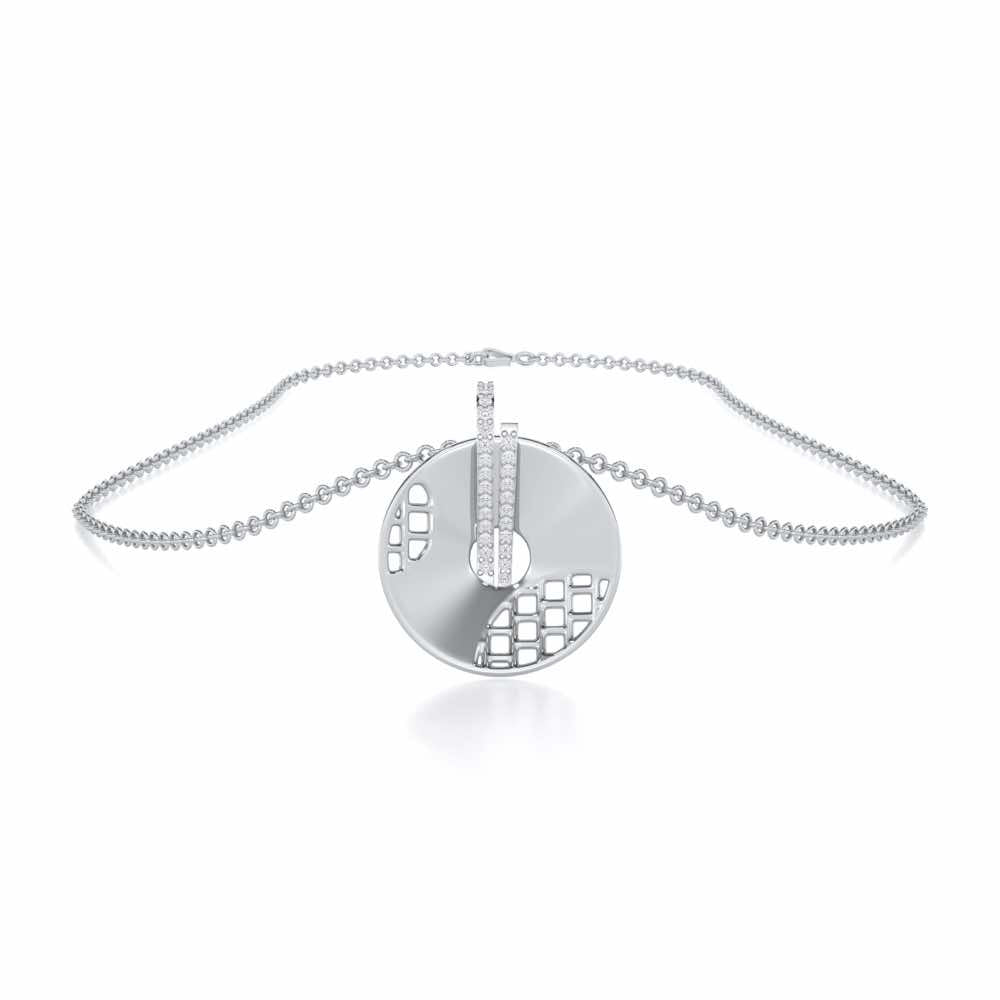 Joyous Round Silver Pendant - White Gold - Image 3