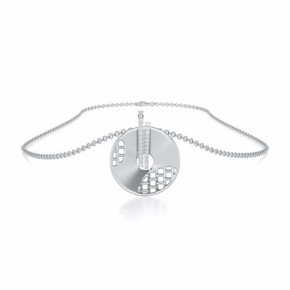 Joyous Round Silver Pendant - White Gold - Image 3