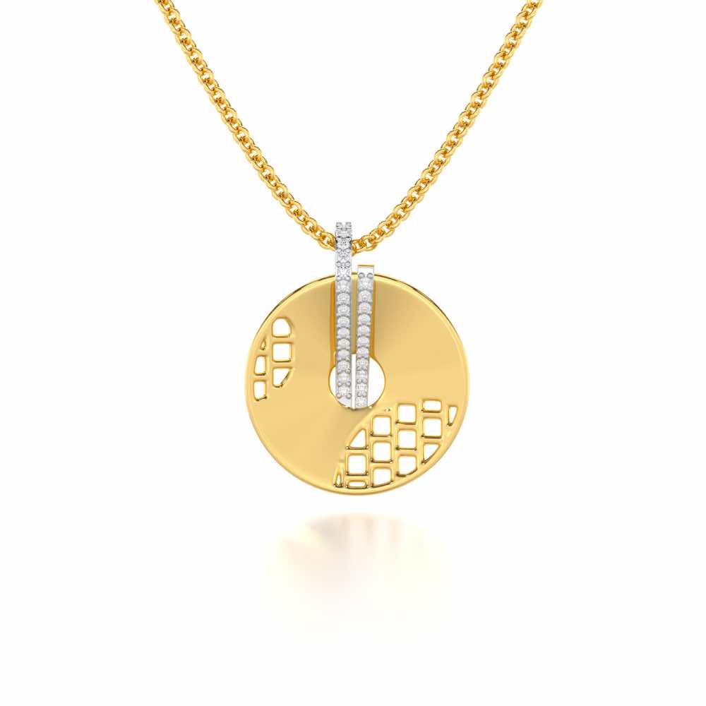 Joyous Round Silver Pendant - Yellow Gold - Image 1