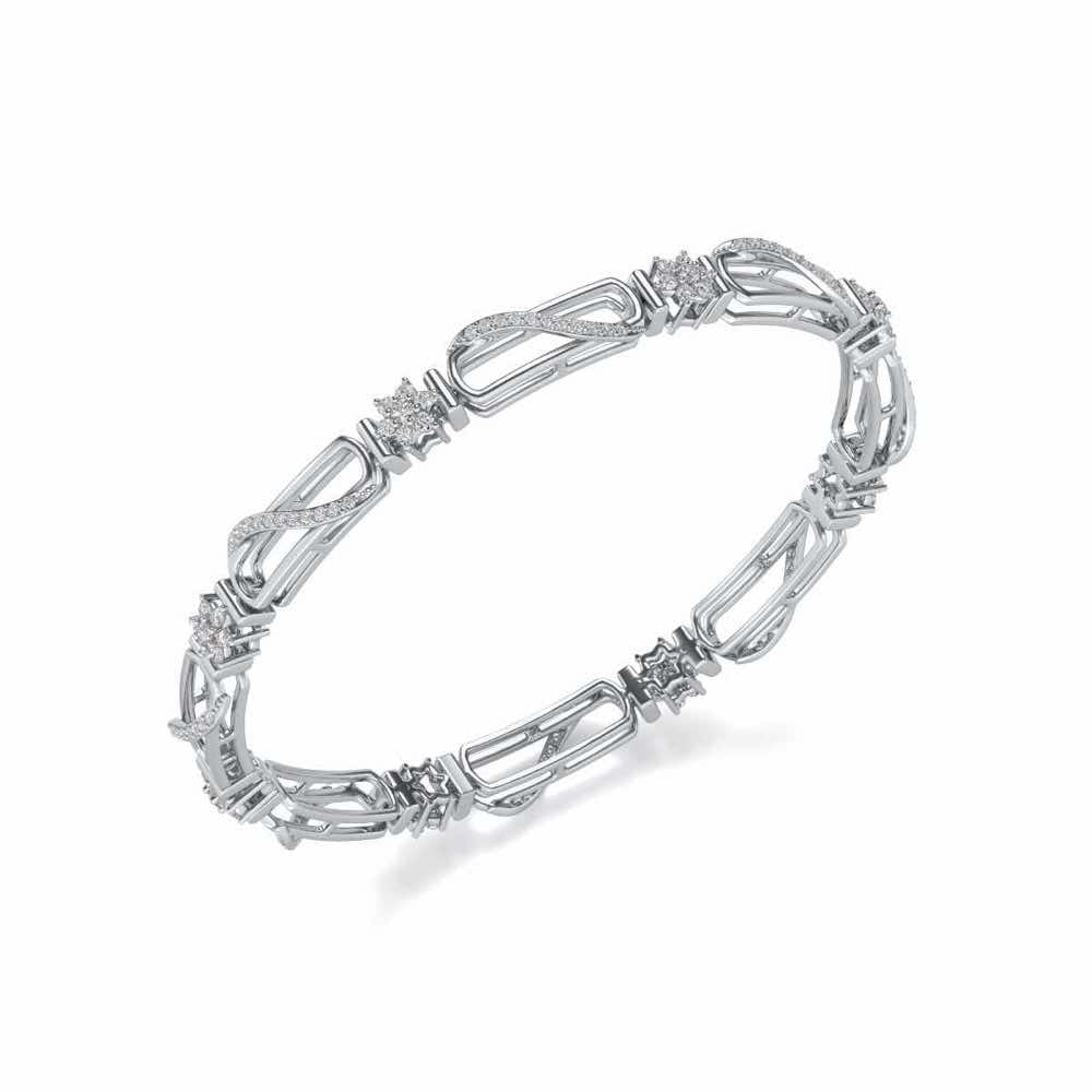 Just Fab Silver Bangles - White Gold - Image 1