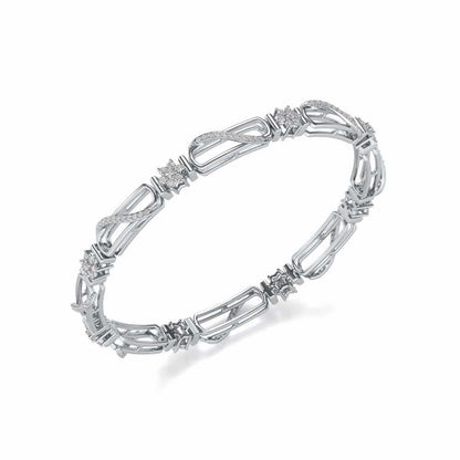 Just Fab Silver Bangles - White Gold - Image 1