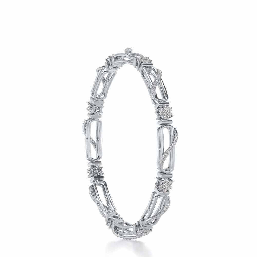 Just Fab Silver Bangles - White Gold - Image 3