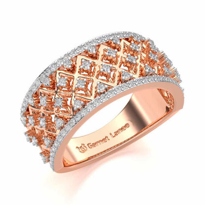 Just Lattice Silver Band Ring - Rose Gold - Image 1