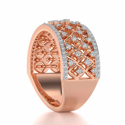 Just Lattice Silver Band Ring - Rose Gold - Image 3
