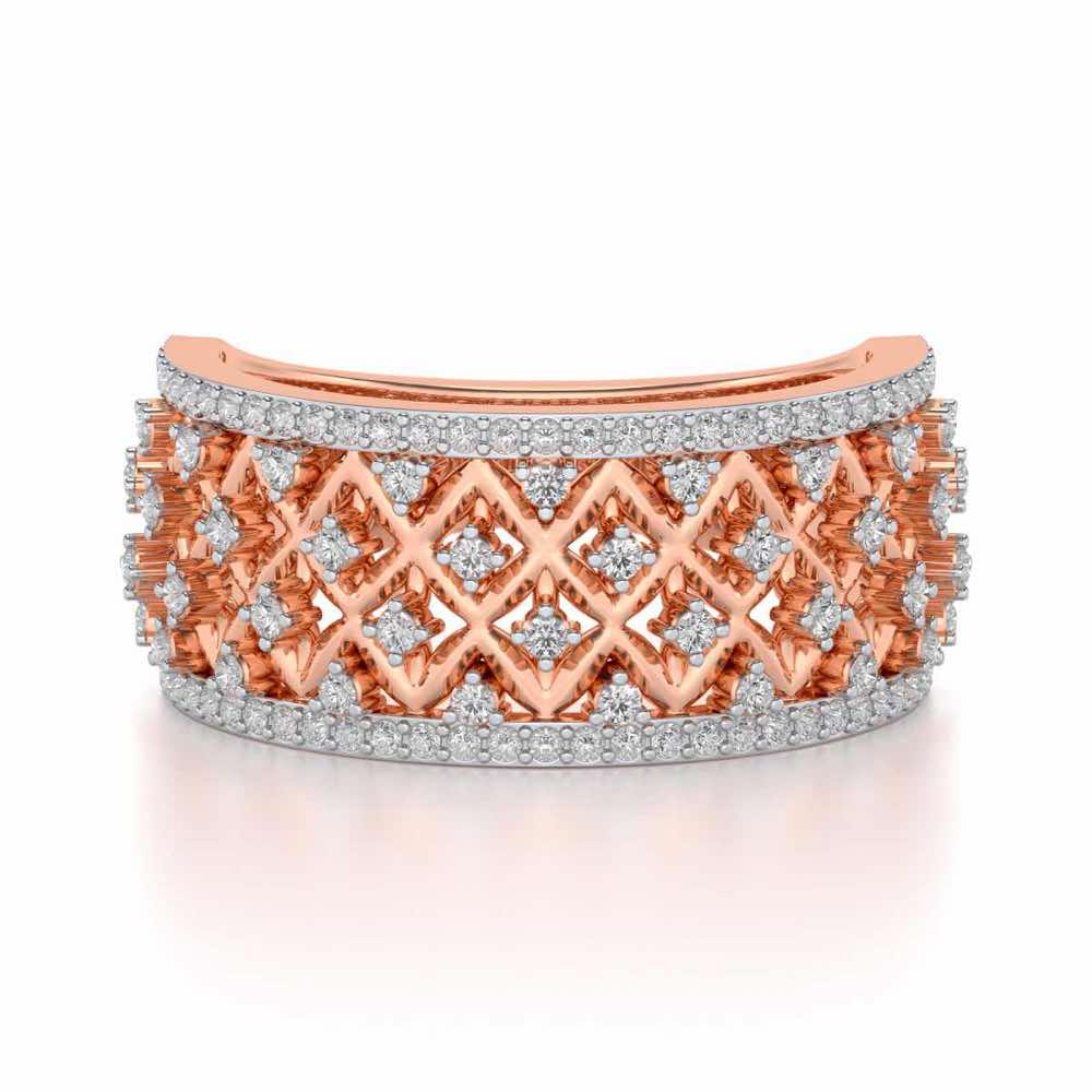 Just Lattice Silver Band Ring - Rose Gold - Image 4