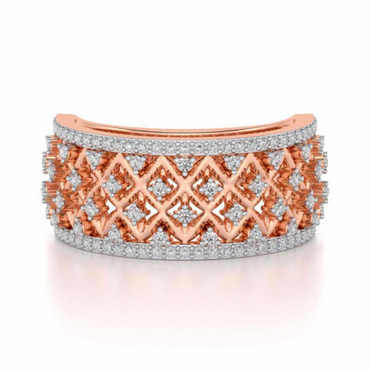 Just Lattice Silver Band Ring - Rose Gold - Image 4