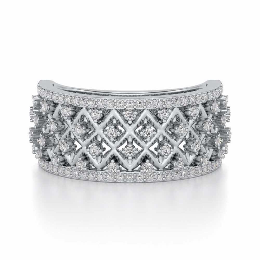 Just Lattice Silver Band Ring - White Gold - Image 4
