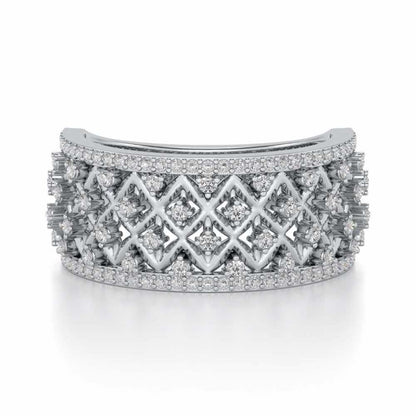 Just Lattice Silver Band Ring - White Gold - Image 4