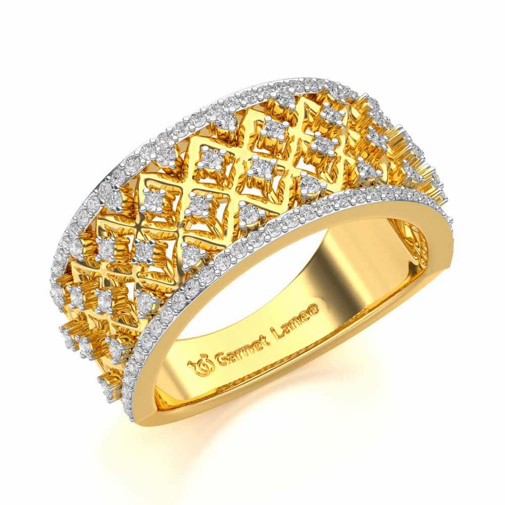 Just Lattice Silver Band Ring - Yellow Gold - Image 1