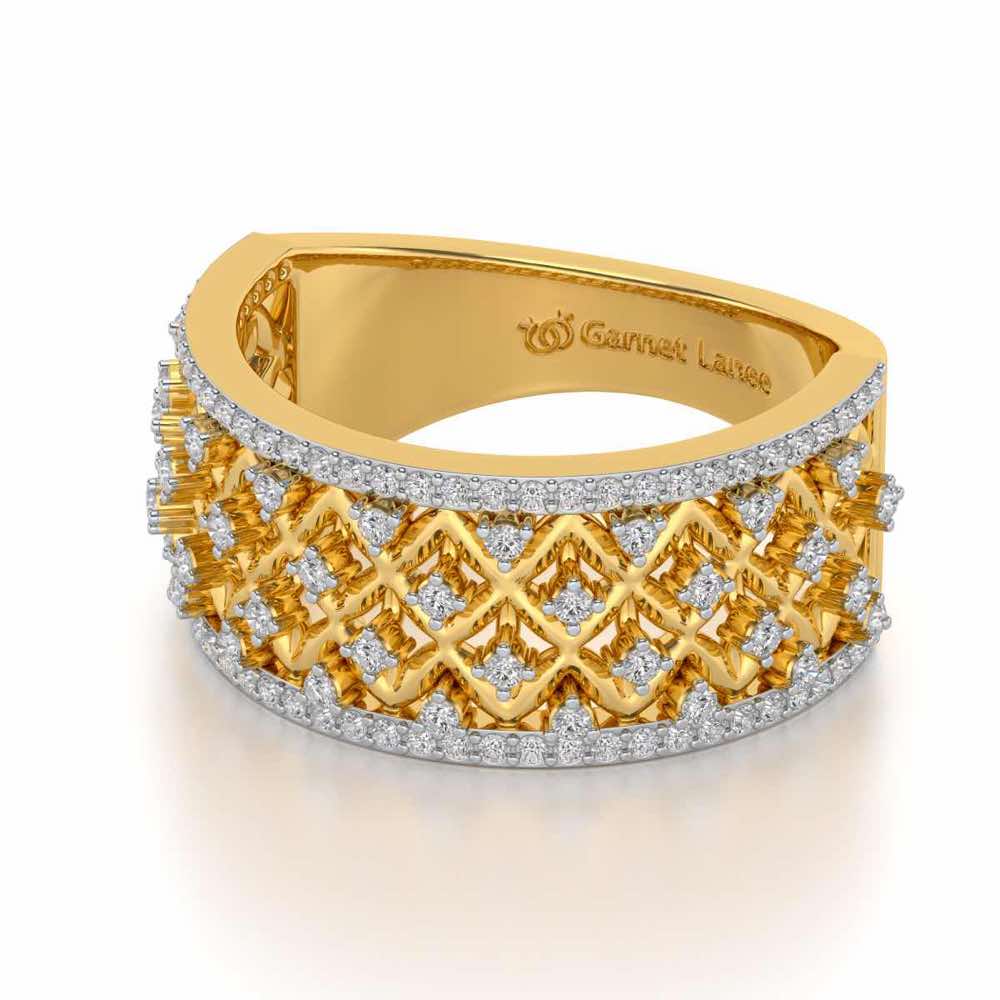 Just Lattice Silver Band Ring - Yellow Gold - Image 2