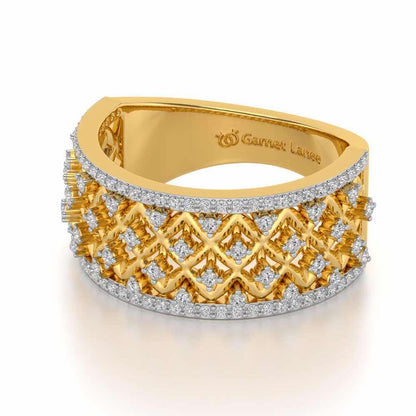 Just Lattice Silver Band Ring - Yellow Gold - Image 2