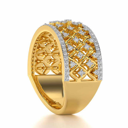 Just Lattice Silver Band Ring - Yellow Gold - Image 3