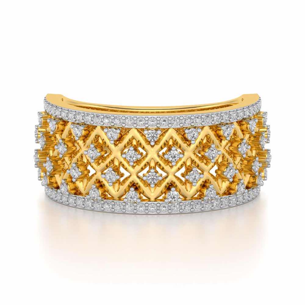 Just Lattice Silver Band Ring - Yellow Gold - Image 4