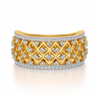 Just Lattice Silver Band Ring - Yellow Gold - Image 4