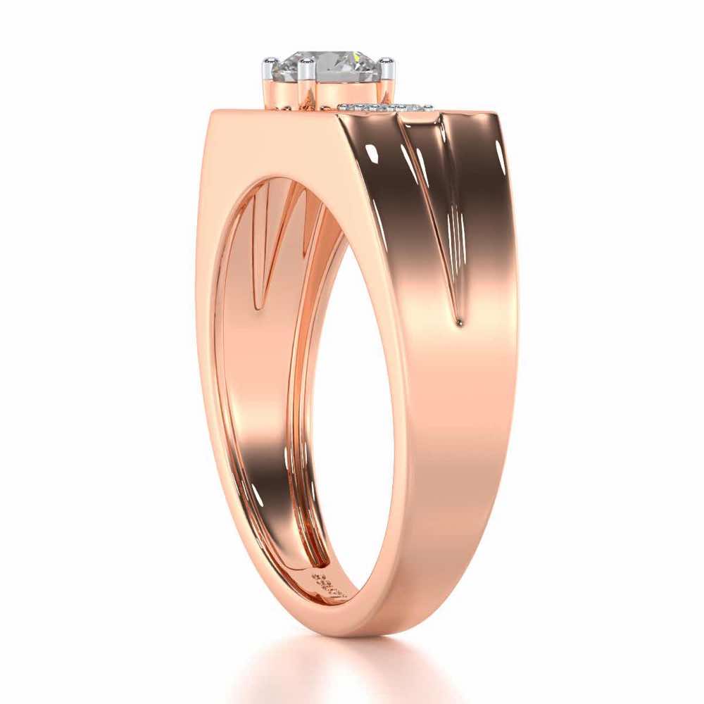 Kamal Solitaire Ring For Men - Rose Gold - Image 4